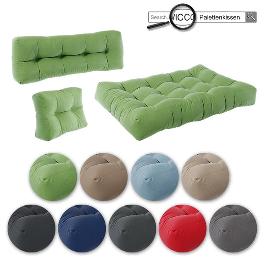 Vicco Palettenkissen Set Flocken, Outdoor Kissen, Grün, 120 x 80 cm 2 Teile