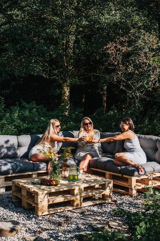 Gutekissen Paletten-Sitzkissen 120x60 Hellrosa – Gestepptes Gartensofakissen mit Poulirette-Füllung für Palettenmöbel & Outdoor