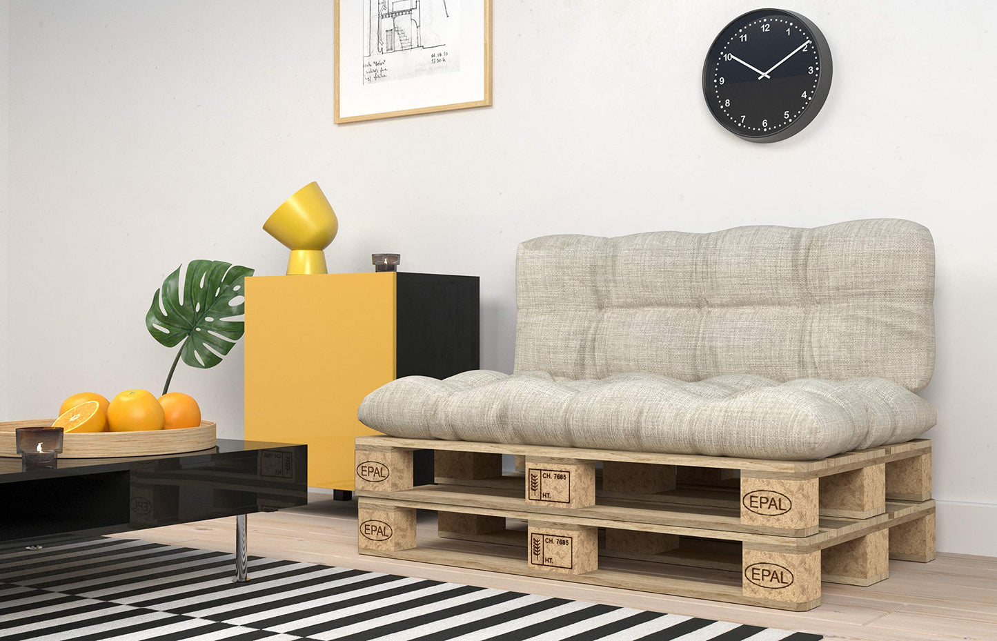 POKAR Palettenkissen Palletenauflagen Palettenpolster Palettensofa Palettenmöbel 2er Set: 1x Sitzkissen 120x80 + 1x Rückenlehne 120x40, Grün