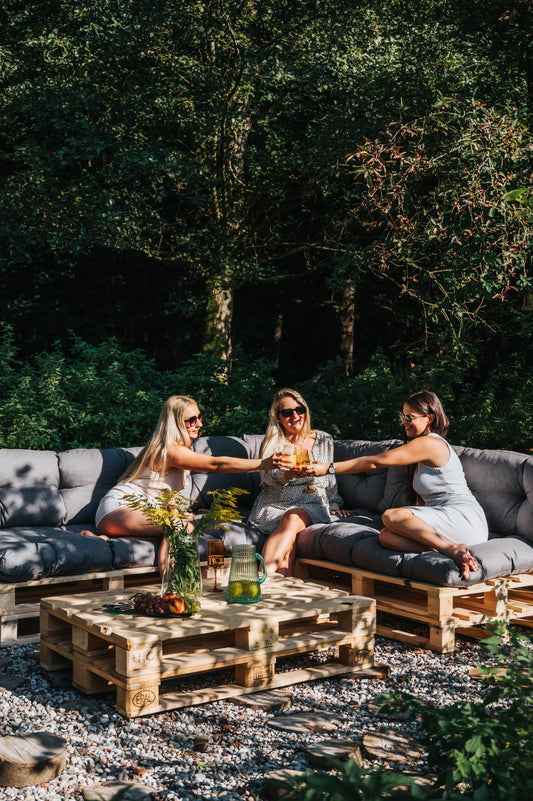 Gutekissen Palettenkissen Set Anthrazit – Sitzkissen 120x80 & Rückenlehne 120x40, gesteppt, mit Poulirette-Füllung für Palettenmöbel