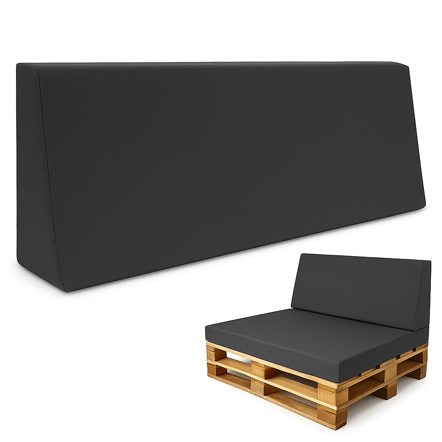 Amazinggirl Palettenkissen Outdoor Europaletten Rückenkissen 40 x 120 cm - Schaumstoff Sitzpolster für Paletten und Palettensofa Graphit