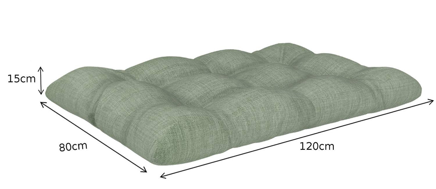 POKAR Palettenkissen Palletenauflagen Palettenpolster Palettensofa Palettenmöbel 2er Set: 1x Sitzkissen 120x80 + 1x Rückenlehne 120x40, Grün