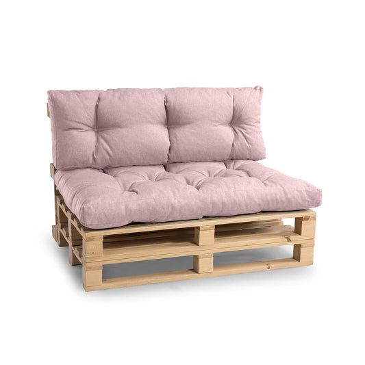 Gutekissen Paletten-Sitzkissen 120x60 Hellrosa – Gestepptes Gartensofakissen mit Poulirette-Füllung für Palettenmöbel & Outdoor