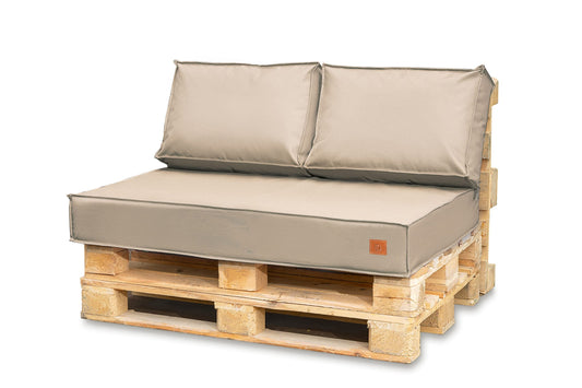 Bielik Palettenkissen Set 120x80 – 3-teilig für Palettensofa, wasserdicht, Made in EU, Sitzkissen + 2 Rückenkissen, Farbe: Dunkelgrau/Hellbeige