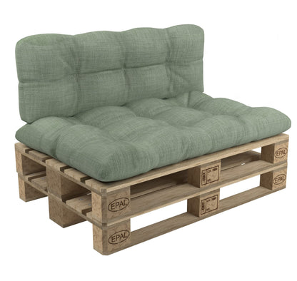 POKAR Palettenkissen Palletenauflagen Palettenpolster Palettensofa Palettenmöbel 2er Set: 1x Sitzkissen 120x80 + 1x Rückenlehne 120x40, Grün