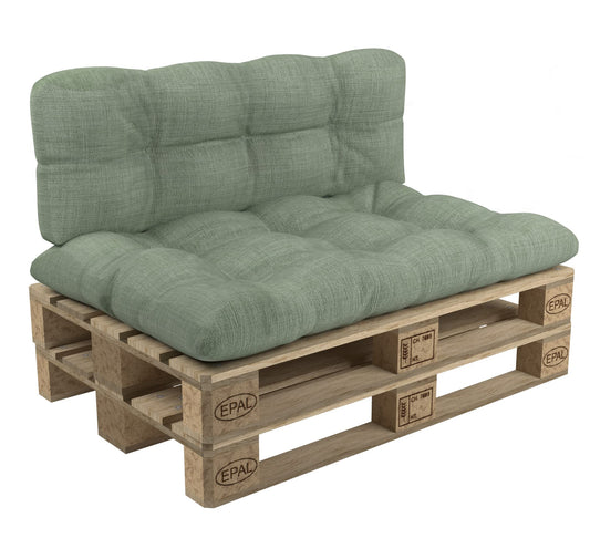 POKAR Palettenkissen Palletenauflagen Palettenpolster Palettensofa Palettenmöbel 2er Set: 1x Sitzkissen 120x80 + 1x Rückenlehne 120x40, Grün
