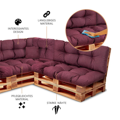 Best Wool Palettenkissen Set – Wetterfestes Sitz- & Rückenkissen 120x80 + 120x40 für Palettensofa & Gartenmöbel