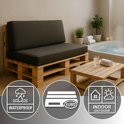 Amazinggirl Palettenkissen Outdoor Europaletten Rückenkissen 40 x 120 cm - Schaumstoff Sitzpolster für Paletten und Palettensofa Graphit