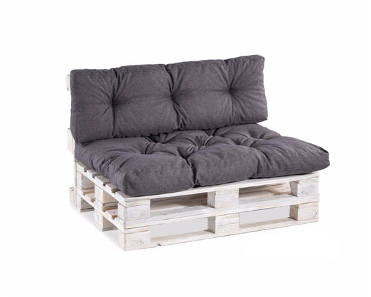 Gutekissen Palettenkissen Set Anthrazit – Sitzkissen 120x80 & Rückenlehne 120x40, gesteppt, mit Poulirette-Füllung für Palettenmöbel