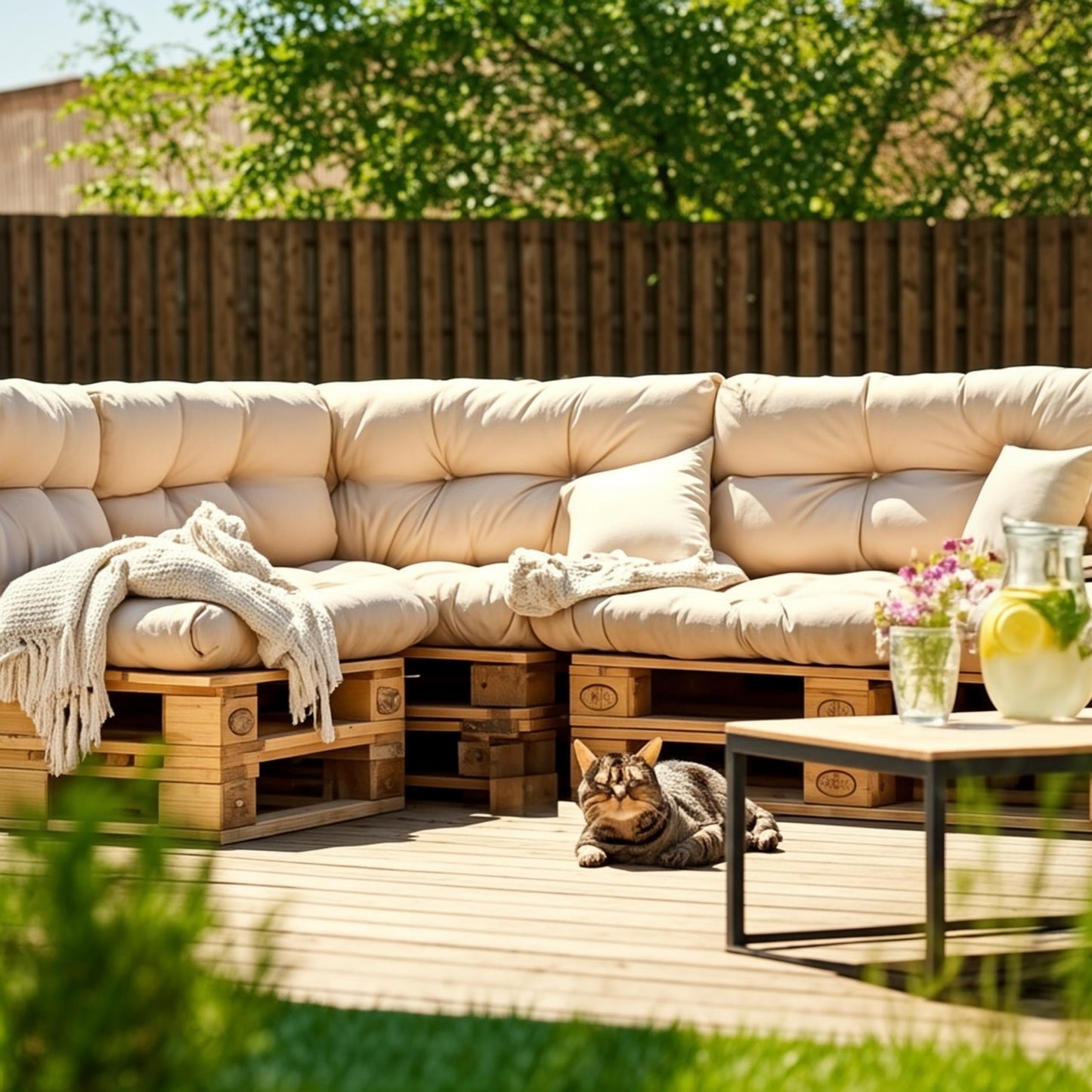 Best Wool Palettenkissen Set – Wetterfestes Sitz- & Rückenkissen 120x80 + 120x40 für Palettensofa & Gartenmöbel